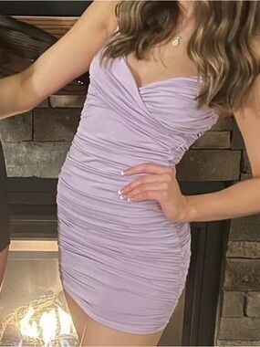 Lucy in the Sky Lilac Ruched Mini Dress